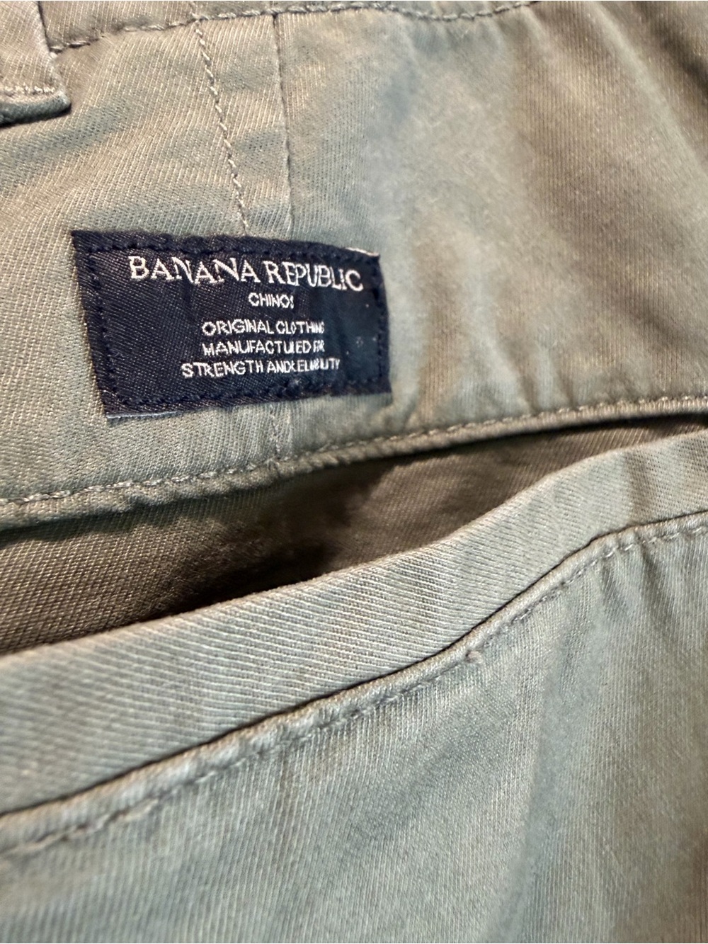 Banana Republic Olive Green Workwear Chinos with Dark Patch Panels - Picture 2 of 5